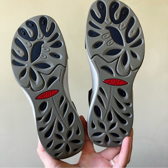 MBT | Manni 2 Navy Leather Ankle Strap Dress Orthotic Rocker Sole Sandals - Picture 6 of 8